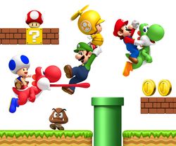 New Super Mario Bros. Wii/gallery | Nintendo | Fandom Mario Wall, Mario Bros Cake, Baby Wall Stickers, Stick Decor, Kids Room Wall Stickers, Jungle Theme Birthday, Super Mario Party, Removable Wall Stickers, Mario Bros.