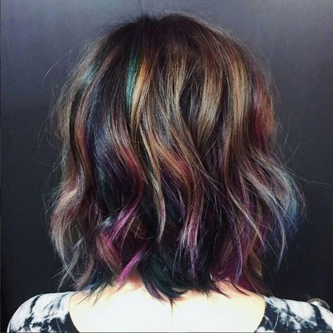 Oil Slick Hair Color, Oil Slick Hair, Slick Hair, Rock Your Hair, Underlights Hair, Color Tips, Latest Hair Color, Rainbow Hair Color, Latest Hair