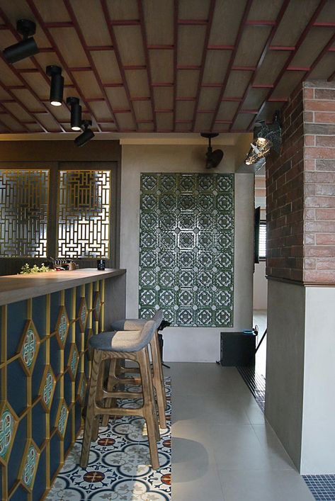 Kitchen | Interior Design Singapore | Interior Design Ideas Singapore Interior, Peranakan Kitchen Design, Peranakan Interior Design, Singapore Interior Design, Peranakan Interior, Chinese Style Interior Design, Peranakan Restaurant Interior, Singapore Hdb Interior Design Kitchen, Singapore Kopitiam Interior