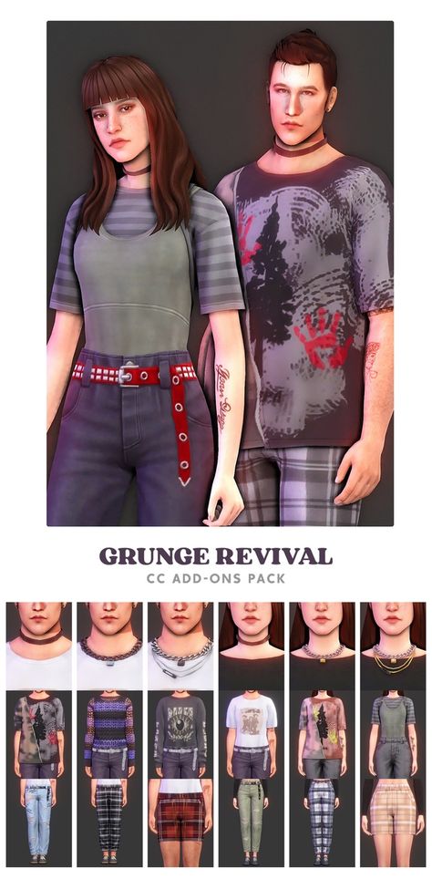 📑 Grunge Revival Add-Ons | AdrienPastel Sims 4 Add Ons, Goth Male, Sims 4 Cc Goth, Sims 4 Male Clothes, Maxis Match Cc, Sims 4 Cas Mods, Cc Folder, Sims 4 Cc Folder, Male Clothing