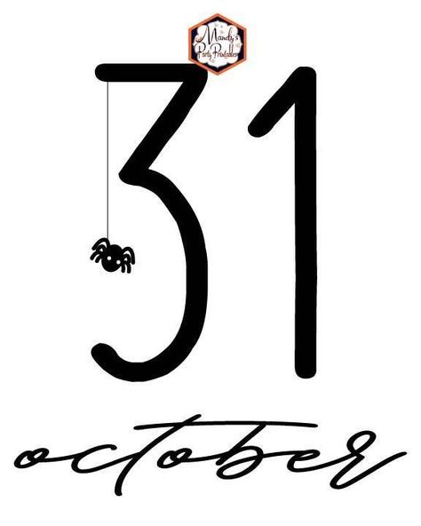 Grab this DIY Halloween Sign from Mandy's Party Printables! October 31 with spider. 31 October Birthday, 31 October, October 31 Sign, October 31, Halloween Signs Diy, Classroom Halloween Party, Easy Diy Halloween Decorations, Vintage Halloween Images, Baby Shower Cupcake Toppers