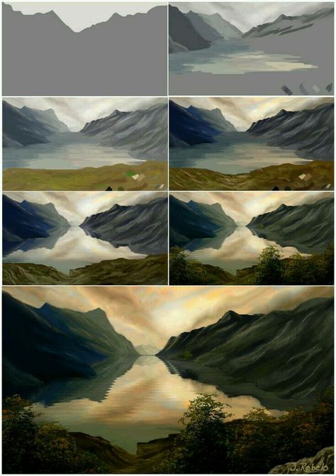 Digital Art Software, Concept Art Tutorial, Digital Painting Techniques, Digital Art Beginner, Landscape Paintings Acrylic, Digital Painting Tutorials, Landscape Drawings, 판타지 아트, Environment Concept Art