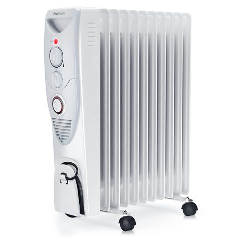 Pro Breeze® 2500W Oil Filled Radiator, 11 Fin - Portable Electric Heater - Built-in Timer, 3 Heat Settings, Adjustable Thermostat, Safety Cut-Off & 24 Hour Timer - White Electric Heater, Laundry Storage, Amazon Uk, Heating And Cooling, Thermostat, Egift Card, Built In, Free Delivery, Electricity