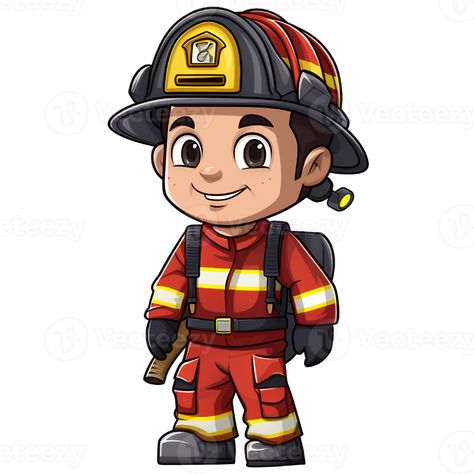 Fireman Cartoon, Firefighter Cartoon, Firefighter Drawing, Chibi Body, Cupcake Cookie, School Images, Fire Chief, Baby Dress Design, Character Reference