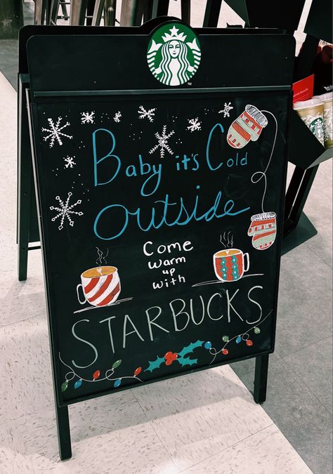 Coffee Shop Signs Chalkboards Christmas, Starbucks Christmas Board Ideas, Barista Board Ideas, Christmas Coffee Board Ideas, Starbucks Christmas Art, Starbucks Chalkboard Art Christmas, Starbucks Winter Chalkboard, Christmas Coffee Sign, Starbucks Christmas Aesthetic