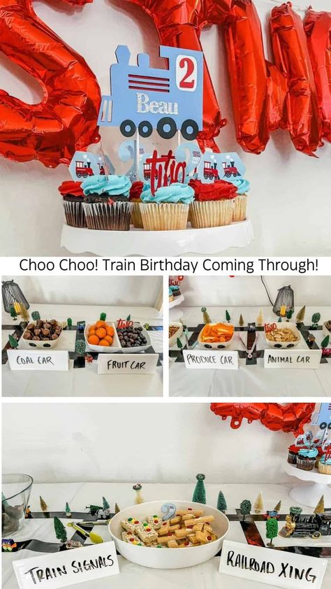 Chugga Chugga Two Two - a Train Themed Birthday Party - traditionallycozy.com Train Birthday Party Food, Train Themed Birthday Party, Train Birthday Theme, Chugga Chugga Two Two, Train Theme Birthday Party, Train Birthday Party, Second Birthday Party, Kid Games, Birthday Party Snacks