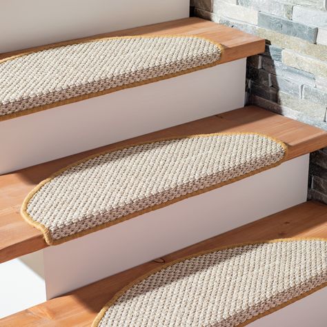 Stuff For House, Carpet Stair Treads, Stair Tread Rugs, Staircase Decor, Hand Loomed Rug, Stair Tread, Border Rugs, Leather Accent Chair, Log House