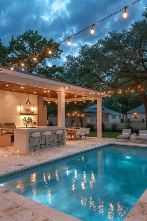 10 Stunning Texas Outdoor Kitchen Ideas You Will Love Yard For Entertaining, Backyard Pool And Kitchen Ideas, Pool Kitchen Outdoor, Outdoor Kitchen By Pool, Outdoor Patio With Pool, Backyard Patio With Pool, Outdoor Kitchen With Pool, House Ideas Backyard, Outdoor Patio Ideas With Pool