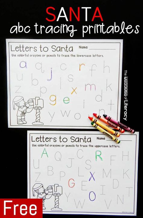 These Santa themed letter tracing printables are a great Christmas activity for kids to learn letter formation and practice the letters of the alphabet! Letter Tracing Printables, Christmas Activity For Kids, Abc Tracing, Christmas Lesson, Letters To Santa, Christmas Writing, Christmas Centers, Tracing Sheets, Christmas Worksheets