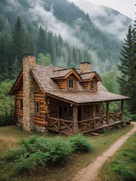 My Log Homes Family Cabin Exterior, Log Farmhouse Exterior, Rustic Country Home Exterior, Log Houses Exterior, Log Cabin Landscaping Ideas, Rustic Exterior House, Log House Exterior, Log Farmhouse, Log Cabin Homes Exterior