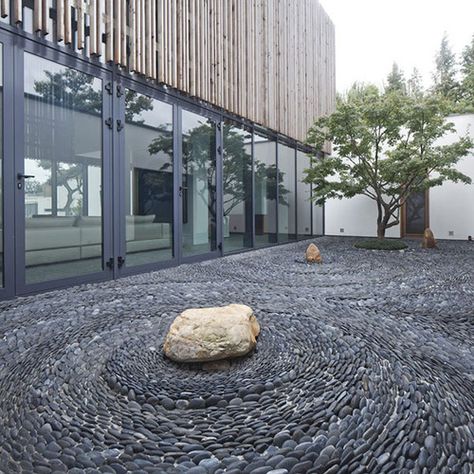 Japanese Courtyard, Japanese Rock Garden, Courtyard Ideas, Courtyard Gardens, Rock Garden Design, Stone Floor, Courtyard Design, Modern Landscape Design, Patio Interior