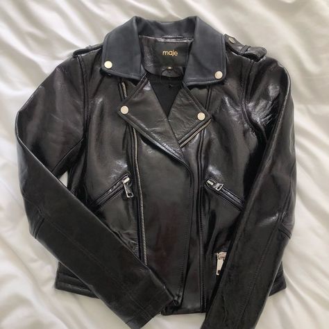 vinyl & leather MAJE jacket Leather Jacket, Blazer, Vinyl, Outfit Inspo, Plus Fashion, Fashion Trends, Leather, Dresses, Fashion Tips