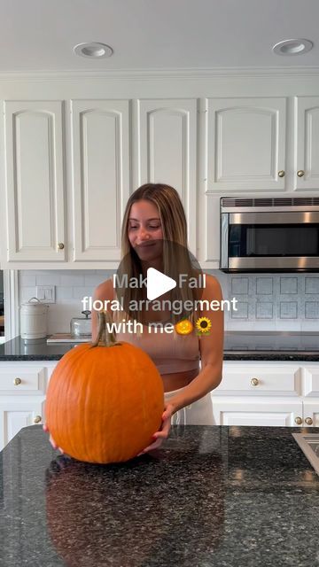 Christina Clericuzio on Instagram: "Floral arrangement in a pumpkin!🎃🌻

Happy (almost) Fall! I DIY’ed a floral arrangement inside a pumpkin with some Trader Joes flowers :) How do you think it came out?

#falldiy #fallflorals #autumnvibes #pumpkinseason #floralarrangement #floralinspo #traderjoesflowers #falldecor" Pumpkins And Flowers Centerpieces, Flower Arrangements With Pumpkins, Pumpkin Flower Arrangement, Flower Arrangements In Pumpkins, Flowers In Pumpkins, Pumpkin Floral Arrangements Diy, Pumpkin Decorating With Flowers, Pumpkin With Flowers, Autumnal Flower Arrangements