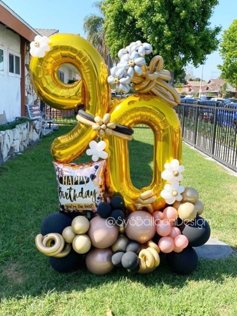 90th Birthday Balloons-.Gold.and Black 90th Birthday Flower Arrangements, 90 Birthday Balloons, 90 Year Old Birthday Party Ideas Decoration Center Pieces, 90th Birthday Balloon Arch, 80th Birthday Balloon Bouquet, Surprise 90th Birthday Ideas, 80th Balloon Ideas, 90th Birthday Balloon Ideas, 90th Birthday Balloons