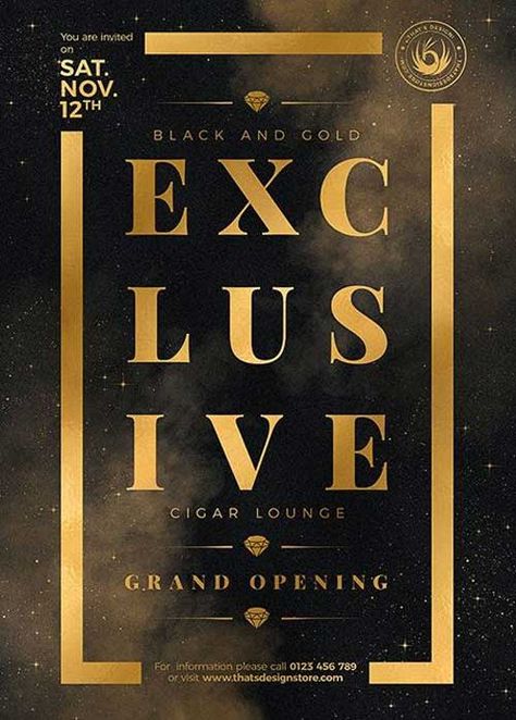 Glamour Design Graphic, Classy Poster Design, Black And Gold Graphic Design, Gold Poster Design, Luxury Poster Design, Elegant Poster Design, Black And Gold Poster, Gold Graphic Design, Luxury Graphic Design