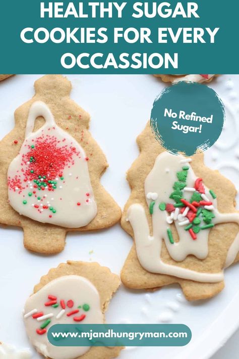 Healthy Christmas Cookies Clean Eating, Healthy Cookie Frosting, Zero Sugar Cookies, Clean Sugar Cookie Recipe, Easy Cookies To Make With Toddlers, Low Sugar Cookies For Kids, Non Sugar Snacks, Healthier Sugar Cookies, Healthy Sugar Cookie Dough