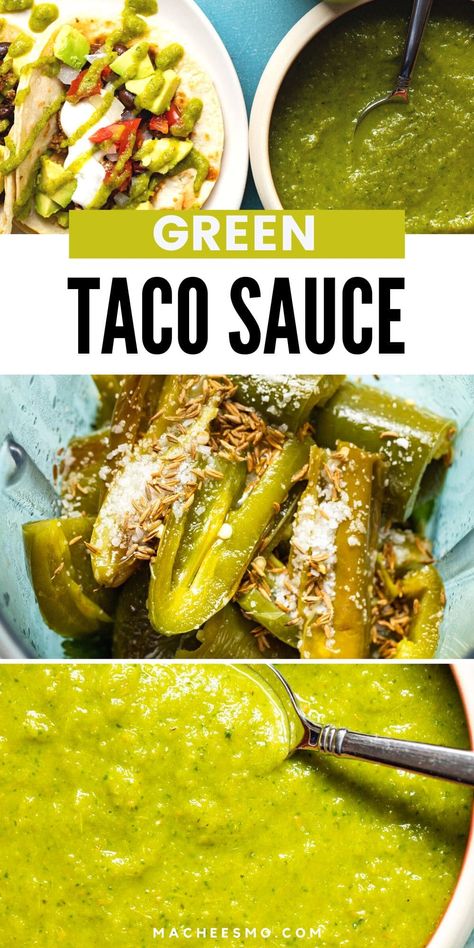 Green Taco Sauce Recipe, Green Taco Sauce, Taco Sauce Recipe, Spanish Sauce, Taco Sauce Recipes, Mexican Salsa Recipes, Verde Sauce, Mexican Sauce, Salsa Guacamole