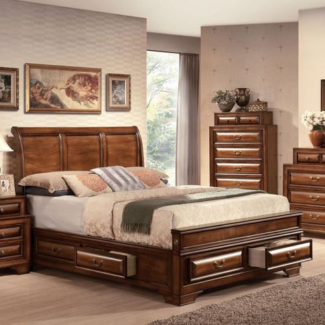 Acme Furniture Konane Sleigh Bed | Hayneedle Idea Bilik Tidur, Bed With Underbed, Reka Bentuk Bilik Tidur, Storage Bed Queen, 2 Nightstands, Sleigh Bedroom Set, Platform Bedroom Sets, Eastern King Bed, Hiasan Bilik Tidur