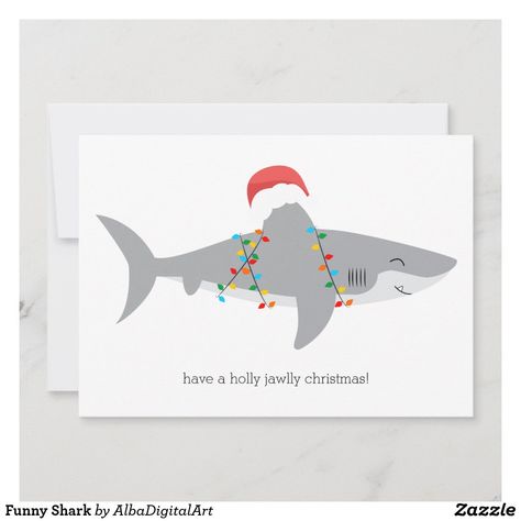 Funny Shark Holiday Card Innapropriate Christmas Cards, Christmas Lights Cards Handmade, Shark Christmas Card, Cute Christmas Cards Handmade, Beachy Christmas Cards, Star Wars Christmas Cards, Beach Christmas Cards, Christmas Shark, Cards Drawing