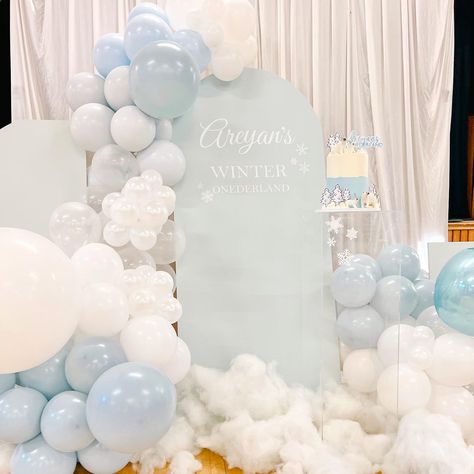 First birthday decor Winter ONEderland Christmas birthday party Winter Wonderland Decorations First Birthday, Winter Onederland Balloon Arch, Winter Onederland First Birthday Balloon Arch, Snow Theme Balloon Garland, Winter Onderland Birthday Boy, Winter Onederland Party Boy, Winter Onederland Birthday Party Blue And Purple, First Birthday Decor, Onederland Party