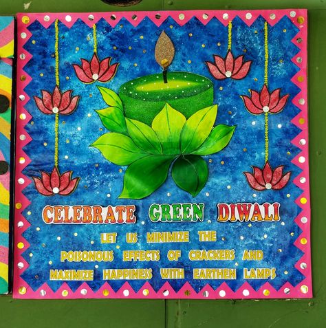 Diwali bulletin board ideas 2019 Eco Friendly Diwali Poster Ideas, Diwali Poster Making, Diwali Display Board Ideas, Eco Friendly Diwali Posters, Diwali Poster Drawing, Diwali Bulletin Board Ideas, Green Diwali Poster, Diwali Board Decoration, Diwali Poster For School