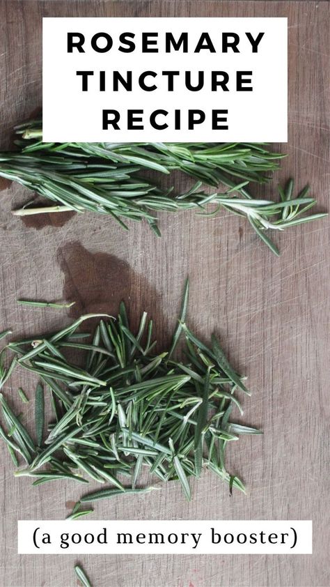 An overhead shot of two piles of chopped rosemary on a wooden cutting board. Rosemary Tincture, Dried Rosemary, Boost Memory, Simple Diy, Hair Growth, Rosemary, At Home, Benefits, Hair