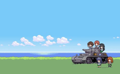 #Girls und Panzer, #panzer IV, #Nishizumi Miho, #Akiyama Yukari, #Takebe Saori, #Reizei Mako, #Isuzu Hana, #tank, #pixel art | 1920x1200 Wallpaper: eyx93w - wallhaven.cc Tank Pixel Art, 1920x1200 Wallpaper, Imac Desktop, Macbook Desktop, Girls Und Panzer, Iphone 2g, Panzer Iv, Tiger Ii, 1080p Wallpaper