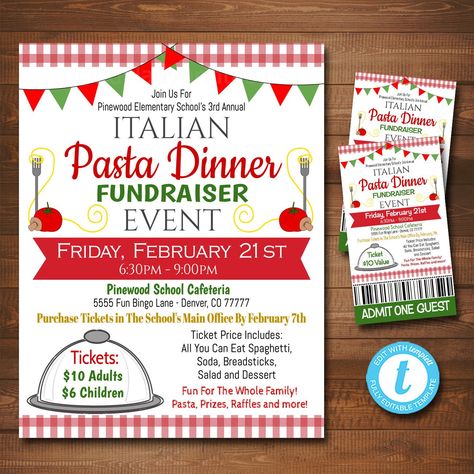 Spaghetti Dinner Fundraiser, Italian Pasta Dinner, Admin Ideas, Dinner Spaghetti, Pta Events, Creative Fundraising, Charity Work Ideas, Sunshine Committee, Pta Fundraising