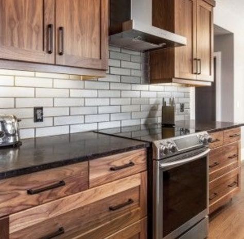 Natural Walnut Kitchen, Kitchen Island Colors, Black Walnut Kitchen, Modern Walnut Kitchen, Kitchen Walnut, Walnut Kitchen Island, Superior Cabinets, Island Colors, Rustic Kitchen Ideas