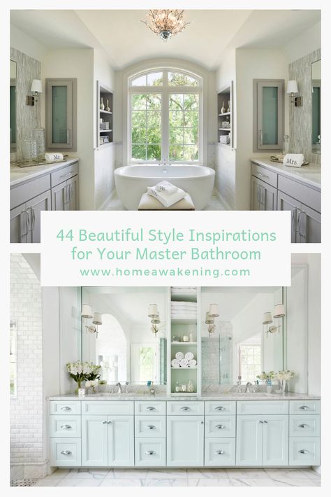 Discover 44 brilliant master bathroom designs and ideas #bath #bathroom #homedesign Classic Bathroom Floors, 4 Piece Bathroom Ideas, Beautiful Master Bathrooms Luxury, Grand Bathroom Luxury Master Bath, White Master Bathrooms Luxury, Amazing Bathrooms Master Baths, White Master Bath Ideas, Large Master Bath Ideas, Unique Master Bath