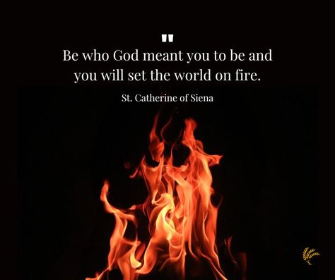 "Be who God meant you to be and you will set the world on fire." St. Catherine of Siena Set The World On Fire, Catherine Of Siena, St Catherine Of Siena, Fire Quotes, World On Fire, St Catherine, Dnd Characters, On Fire, Siena