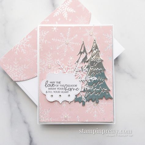 Create this card using the Whimsy & Wonder Suite Collection. Holiday Card by Mary Fish. Stampin\' Pretty Stampin Up Whimsy And Wonder, Pink Christmas Cards, Whimsical Trees, Whimsical Christmas Trees, Stamped Christmas Cards, Holiday Trees, Christmas Craft Fair, Christmas Gift Card Holders, Hand Made Greeting Cards