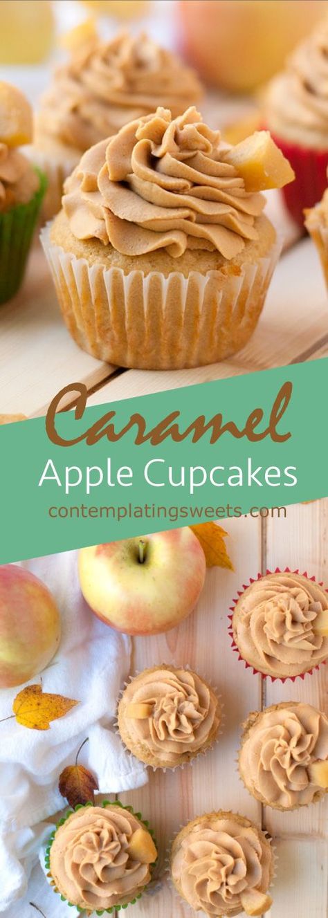 These cupcakes would be even better with a tsp. of our Apple Pie Super Strength Flavor added to the cupcake batter. 😋 🍎 🥧 Cupcakes Fall, Caramel Apple Cupcakes, Cupcake Christmas, Thanksgiving Cupcakes, Thanksgiving Desserts Table, Apple Cupcakes, Fall Cupcakes, Thanksgiving Desserts Easy, Streusel Muffins