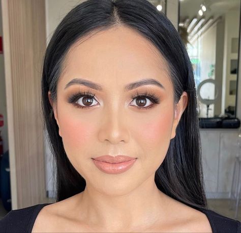 Bride Maid Makeup, Soft Glam Asian Makeup, Filipino Makeup Looks, Asian Bridesmaid Makeup, Asian Glam Make Up, Moh Makeup, Bride Makeup Asian, Linda Tran, Bride Makeup Natural