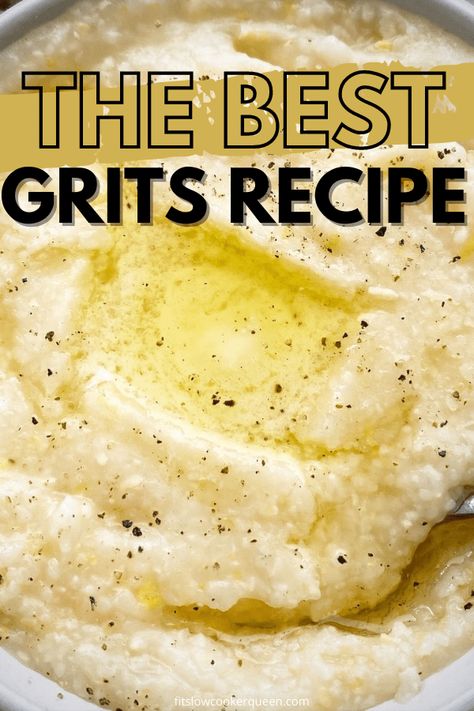 Loaded Grits Crockpot, Slow Cooker Grits, Instant Pot Grits, Easy Grits, Polenta Grits, Easy Grits Recipe, Grit Recipes, Crockpot Grits, Homemade Grits