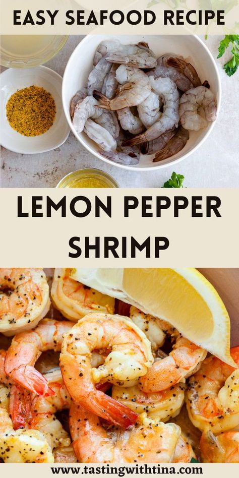 Lemon Pepper Shrimp is simple, easy, and so delicious! With lemon, black pepper, and a few other ingredients, this shrimp comes together in 10 minutes and is perfect for a variety of different dishes. Pescatarian Recipes Healthy, Raw Shrimp Recipes, Pepper Shrimp Recipe, Lemon Pepper Shrimp, Lemon Juice Recipes, Lemon Shrimp, Pepper Shrimp, Best Macaroni Salad, Shrimp Recipes For Dinner