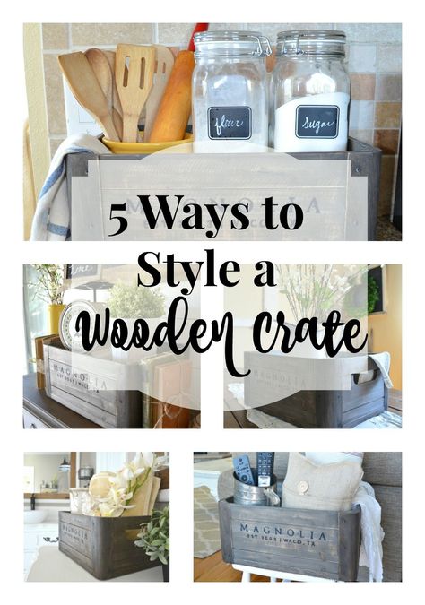 Today I’m sooooo excited to share with you a complete style guide I’ve put together for those of you that are transitioning to farmhouse decor. A few weeks back I wrote a post about how I personally transitioned to farmhouse style. I showed you photos of our old home, how I decorated, and what I’d do differently...Continue Reading Decorating With Wire Baskets, Decorating With Crates, Crate Projects, Small Wooden Crates, Vintage Headboard, Crate Decor, Old Wooden Crates, Farmhouse Mantel, Vintage Wooden Crates