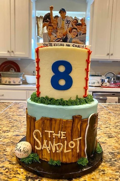 The Sand Lot Birthday Party, The Sandlot 1st Birthday Party, Sandlot Birthday Party Ideas, Sandlot Cake Ideas, Sandlot Birthday Cake, The Sandlot Cookies, Sandlot Cake, Sandlot Themed Birthday Party, The Sandlot Birthday Cake