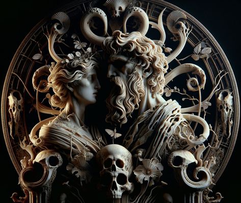 Solid bone carving of Hades and Persephone Persephone Sculpture, Hades Pomegranate, Hades Et Persephone, Hades And Persephone Tattoo, Hades And Persephone, Bone Carving, Pomegranate, Tattoo Ideas, Carving