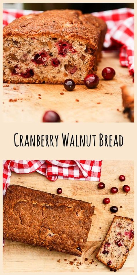 Cranberry Quick Bread, Walnut Bread Recipe, Cranberry Walnut Bread, Cranberry Bread Recipes, Walnut Loaf, Walnut Bread, Cranberry Bread, Cranberry Recipes, Quick Bread Recipes