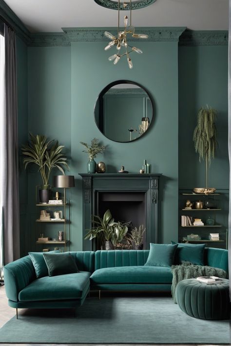 Can I Master the Class in Teal? Sage Green's Bold Living Room Revolution [2024] Unveiled! #Ad #homedecor #homedesign #fixhome #Painthome #interiorarchitecture Olive Green Living Room Ideas, Olive Green Living Room, Sage Living Room, Green Walls Living Room, Sage Green Living Room, Bold Living Room, Green Living Room, Green Interior Design, Bedroom Colour Palette