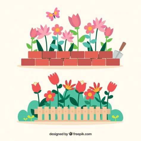 Flower Box Illustration, Flower Bed Illustration, Garden Vector Illustration, Flower Garden Illustration, Flower Garden Drawing, Vector Garden, Flower Event, Front Garden Design, Garden Illustration