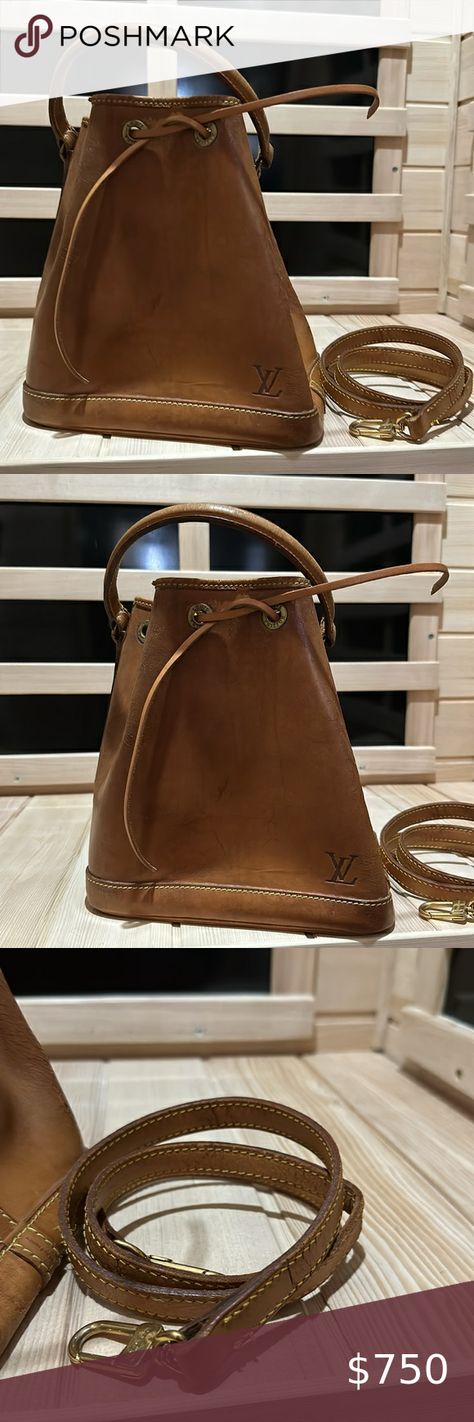 Louis Vuitton nomade vachetta leather mini noe bucket bag purse satchel LV 15th Anniversary, Leather Care, Leather Mini, Vuitton Handbags, Vintage Look, Bucket Bag, Satchel, Shoulder Strap, Louis Vuitton