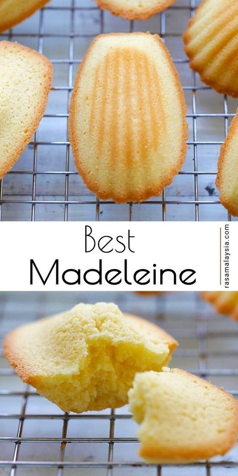 Madeline Cake, Madeline Cookies Recipe, Madelines Recipe, Madeleines Recipe, British Bake Off Recipes, Madeline Cookies, Madeleine Recipe, Madeleine Cookie, Rasa Malaysia