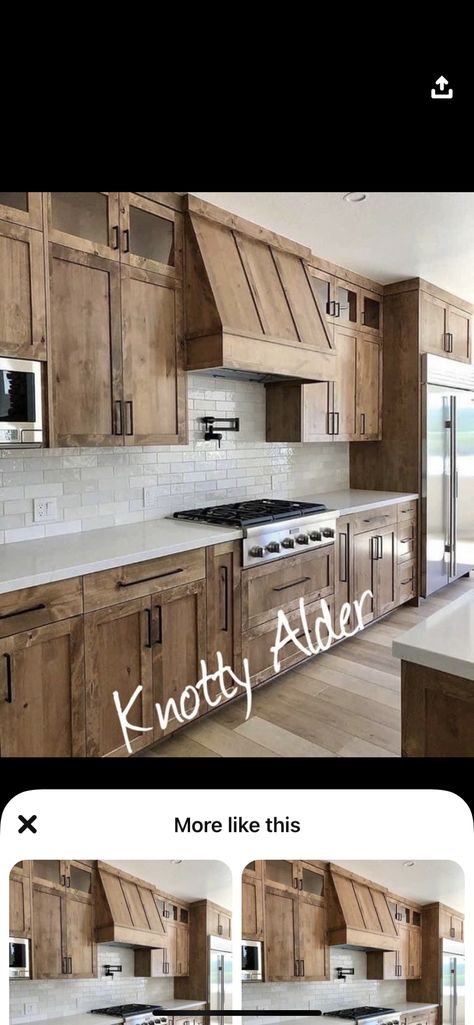 Antique White Knotty Alder, Kitchen Stained Cabinets Wood, Kitchen Design Stained Cabinets, Poplar Wood Kitchen Cabinets, Flooring And Cabinet Combinations, Dark Alder Kitchen Cabinets, Light Alder Kitchen Cabinets, Lake House Kitchen Cabinet Colors, Cabinet Stains Kitchen Colors