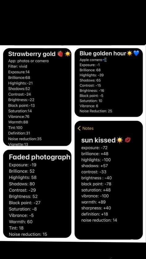 Effects For Photo Editing, Picture Adjustments Iphone, Iphone Editing Hacks Night, Picture Effects Iphone, Custom Filters Iphone, Iphone Photo Filter Settings, Adjustments For Pictures, Photo Adjustments Iphone, Iphone Editing Hacks Aesthetic