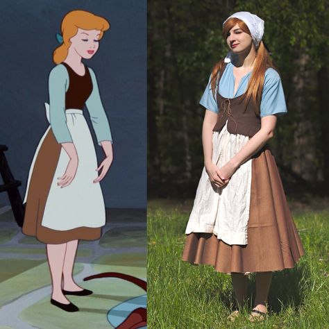 Cinderella Before The Ball Costume, Easy Disney Cosplay, Diy Fairytale Costume, Diy Cinderella Costume Women, Disney Cosplay Women, Disney Cosplay Diy, Cinderella Maid Dress, Peasant Cinderella, Cinderella Costume Diy