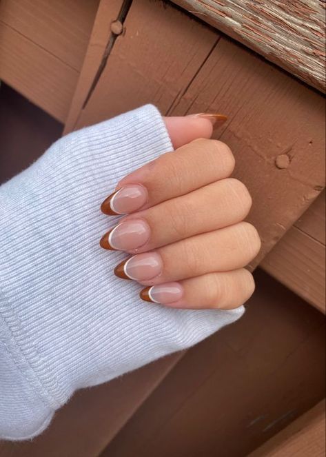 #MinimalistNails #MinimalistNailDesigns #SimpleNailArt #ChicMinimalNails #MinimalistManicure #MinimalNails2024 #MinimalistNailInspo #MinimalNailDesignIdeas #CleanNailArt #ElegantMinimalistNails #SleekNailDesigns #ClassyMinimalNails #SubtleNailDesigns #ModernMinimalistNails #MinimalistNailTrends Nail Designs Fall Almond Shape, Nails Acrylic Fall French Tip, White And Brown French Tip Nails, Fall French Acrylic Nails, Brown Fall French Tip Nails, White French Tip Fall Nails, Coloured French Nails Tips Fall, Brown Nails With White French Tip, Fall Themed French Tip Nails