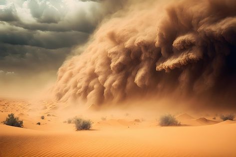 Storm In The Desert, Sand Storm Aesthetic, Sand Powers, Dust Aesthetic, Sand Dragon, Desert Clouds, Sand Aesthetic, Dust Sand, Desert Landscape Art