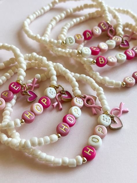 Encouraging Bracelets, Hope Bracelet, Bracelets For Sale, Awareness Jewelry, Christian Bracelets, Bracelet Craft Diy, Awareness Bracelet, Pink October, Diy Bracelets Patterns